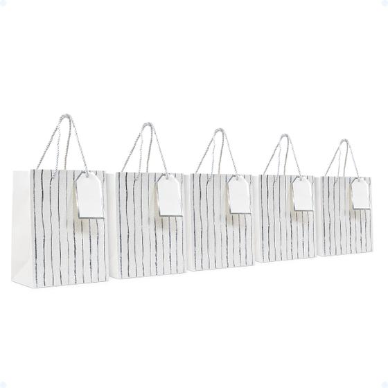 Imagem de Kit 5 Sacolas De Papel Para Presentes 23x18cm Embrulho Kraft