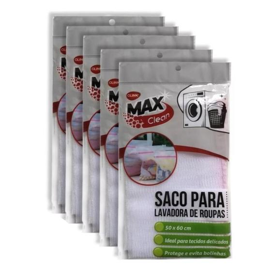 Imagem de Kit 5 Sacos De Lavar Roupas Delicadas 50x60cm Tam Gg