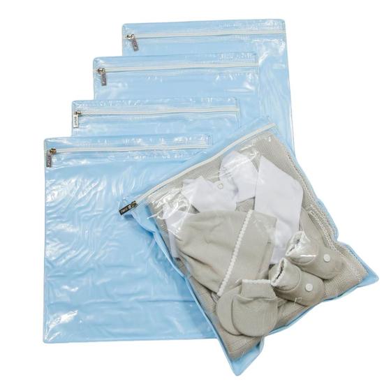 Imagem de Kit 5 Saquinhos Maternidade Impermeáveis com Zíper para Roupa de Bebê