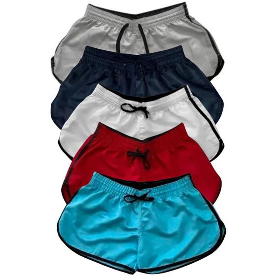 Imagem de Kit 5 Short Feminino Tactel Liso Moda Praia Shortinho Verao