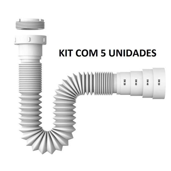 Imagem de Kit 5 Sifão Universal Sanfonado Extensivo Pia Água Quente