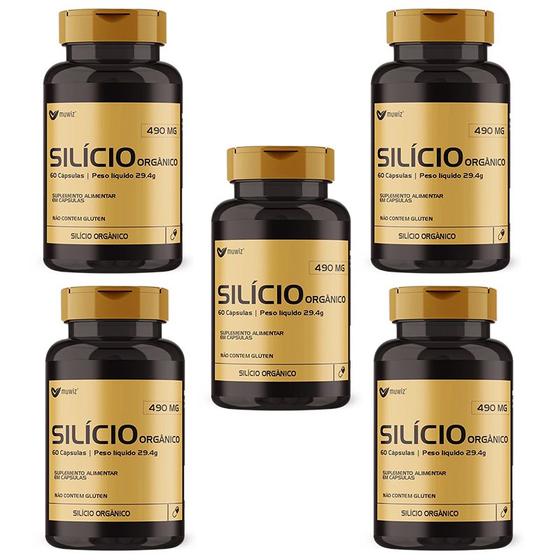 Imagem de Kit 5 silicio organico 60 caps de 490 mg muwiz