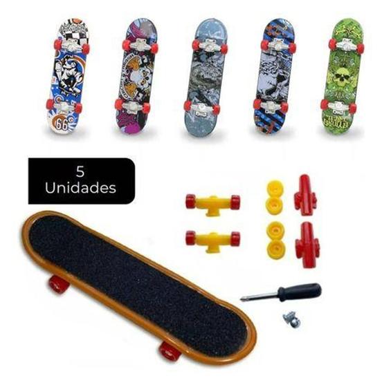 Imagem de Kit 5 Skate Dedo Profissional C/ Lixa Rolamento Fingerboard - WELLMIX