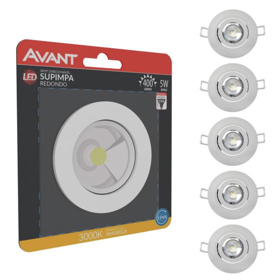 Imagem de Kit 5 Spot Led 5W Redondo Embutir Bivolt Branco