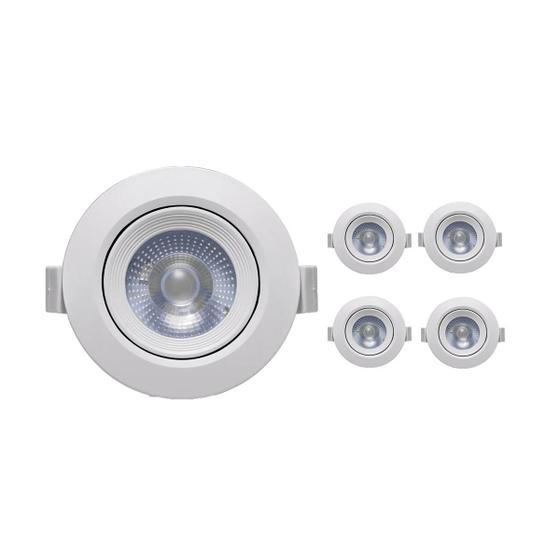 Imagem de Kit 5 Spot Led Embutir 3w Redondo 3000k Branco Quente Bivolt