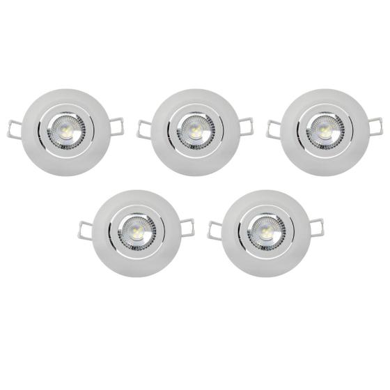 Imagem de Kit 5 Spot Led Embutir Redondo BR3000K 5w Avant