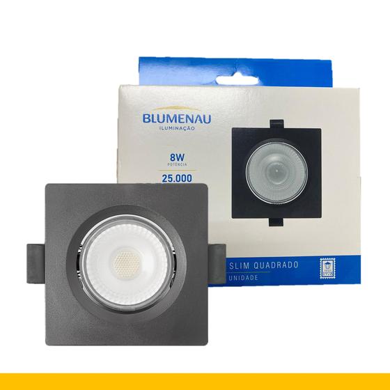 Imagem de Kit 5 Spot Led Preto Quadrado Embutir 8w Branco Quente 3000K