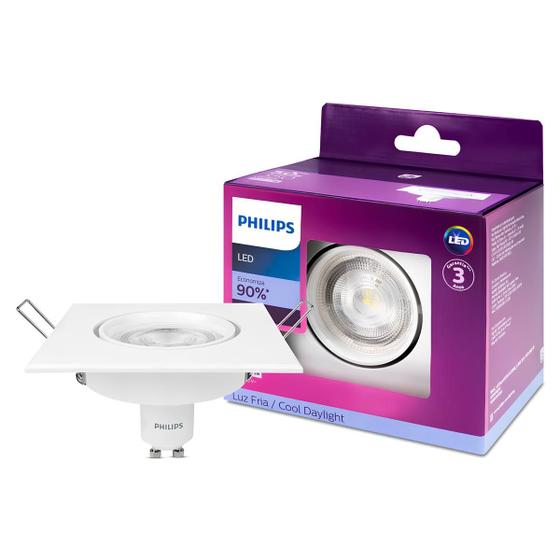 Imagem de Kit 5 spot led quadrado 5w 350lm gu10 bivolt philips