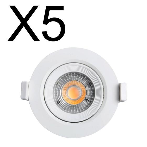 Imagem de KIT 5 SPOT LED REDONDO DIRECIONAVEL EMBUTIR 3W BRANCO QUENTE 3000k BIVOLT GALAXY