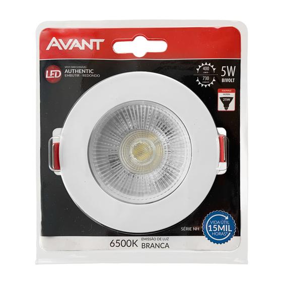 Kit 5 Spot Led Redondo Embutir 6500k 5w Bivolt Frio Bivolt Avant Menor preço em Kit 5 Spot Led Redondo Embutir 6500k 5w Bivolt Frio Bivolt Avant