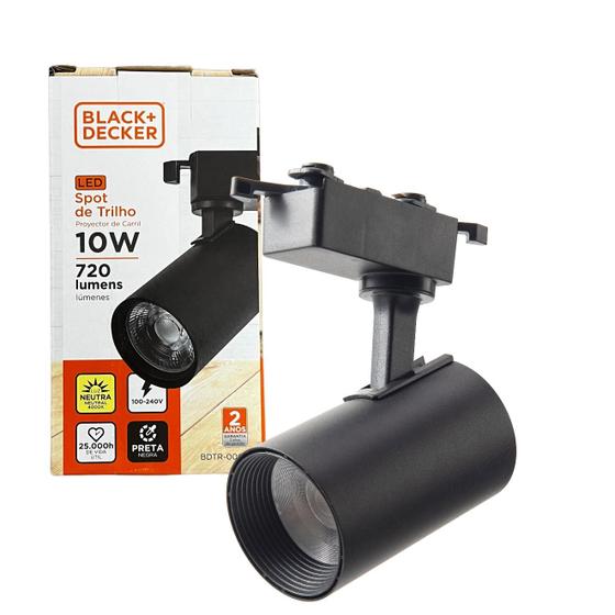 Imagem de Kit 5 Spot Trilho Eletrificado Preto 10w Branco Neutro 4000K