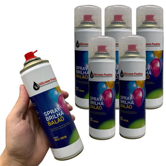 Imagem de Kit 5 Sprays Brilha Balão Bexiga Latex 300ml Silicones Paulista