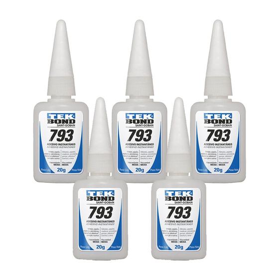 Imagem de Kit 5 Super Cola Tekbond 793 20g