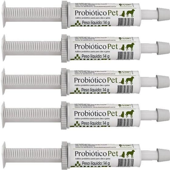 Imagem de Kit 5 Suplemento Probiótico Pet 14gr Avert Para Cães E Gatos