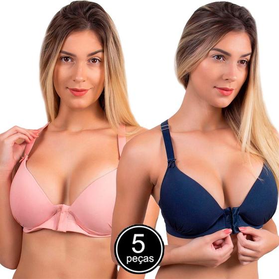 Imagem de Kit 5 Sutiãs Plus Size Liso Nadador Bojo Alça Regulável