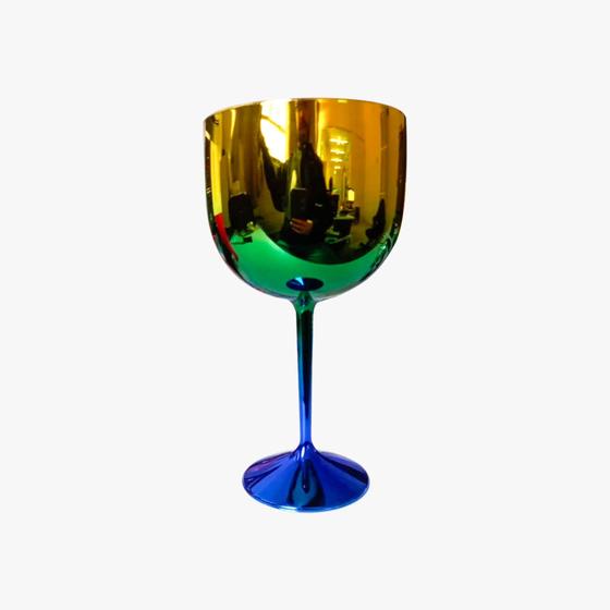 kIT 5 Taça Gin Verde e Amarelo Copa Metalizada ZL Taça de Gin