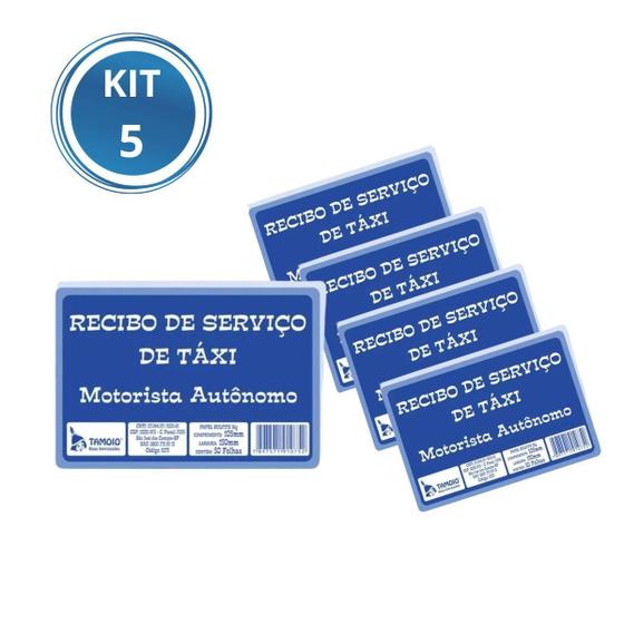 Imagem de Kit 5 Talões Recibo De Taxi Bloco 250 Folhas Para Motoristas