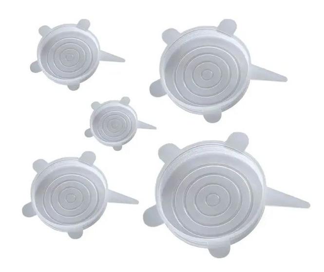 Imagem de Kit 5 Tampas Silicone Hermética Universal Flexível Cozinha