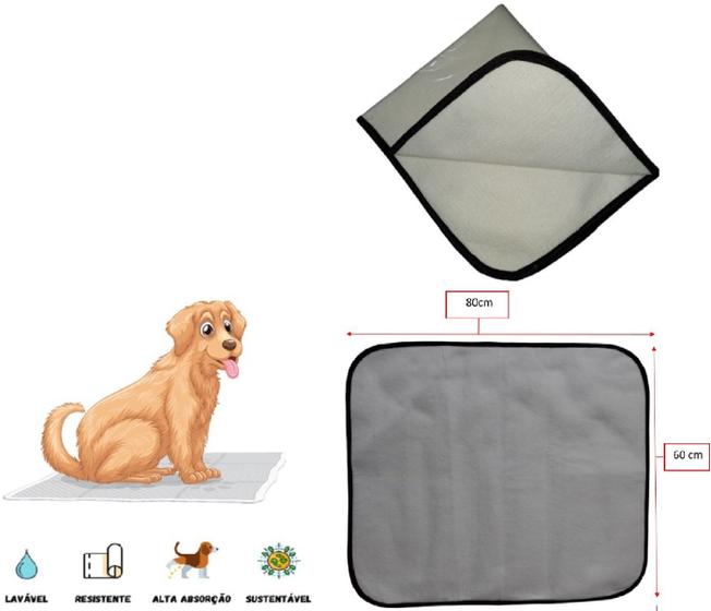 Imagem de Kit 5 Tapetes Higiênicos laváveis para cães cachorro xixi, M