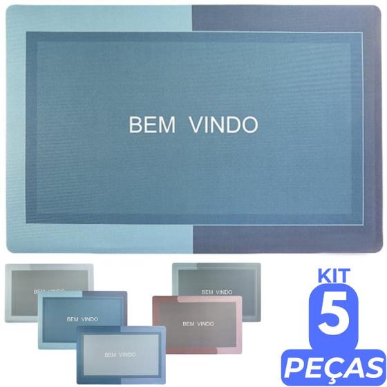 Imagem de Kit 5 Tapetes Mágico Ultra Antiderrapante Seca Pé Tamanho 60 x 38 cm Porta Entrada Cozinha Banheiro Saída Box Chuveiro