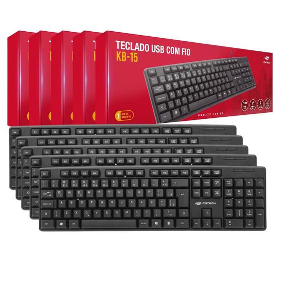 Imagem de Kit 5 Teclados Usb Com Fio Resistente Água Regulagem Altura