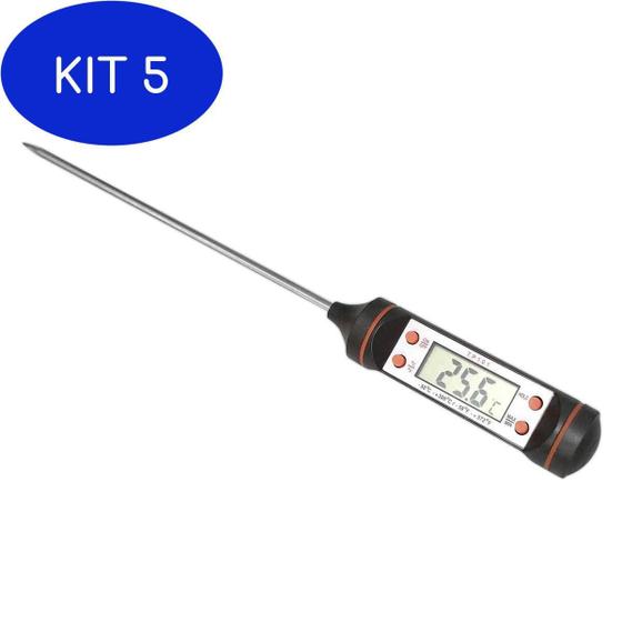 Imagem de Kit 5 Termômetro Culinário Digital Espeto Inox 14,5Cm