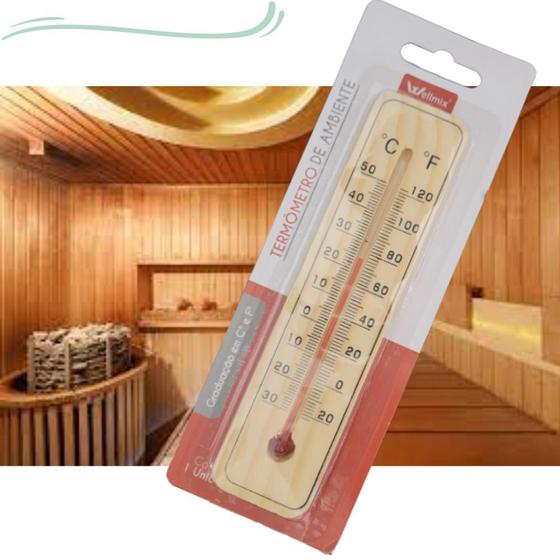 Imagem de Kit 5 Termômetro de Ambiente Madeira Para Casa Sauna Cozinha