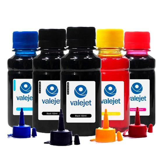 Imagem de Kit 5 Tinta L805 CMYKK Corante 100ml Valejet