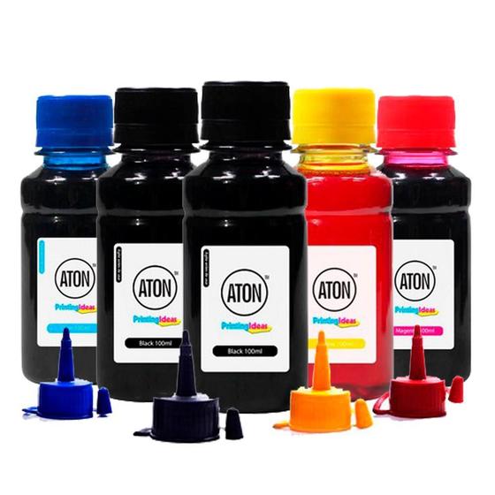 Imagem de Kit 5 Tintas  L395 CMYKK Corante 100ml Aton