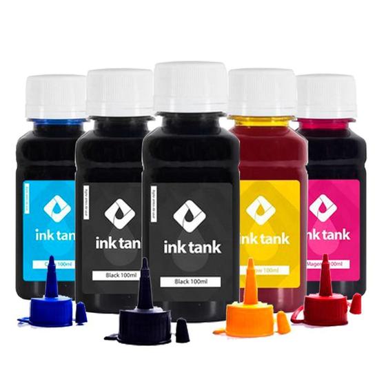 Imagem de Kit 5 Tintas  L396 CMYKK Corante 100ml InkTank