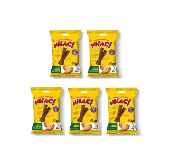 Imagem de Kit 5 Tirinhas Nhac! Petiscos Para Cães Sabor Frango 65g