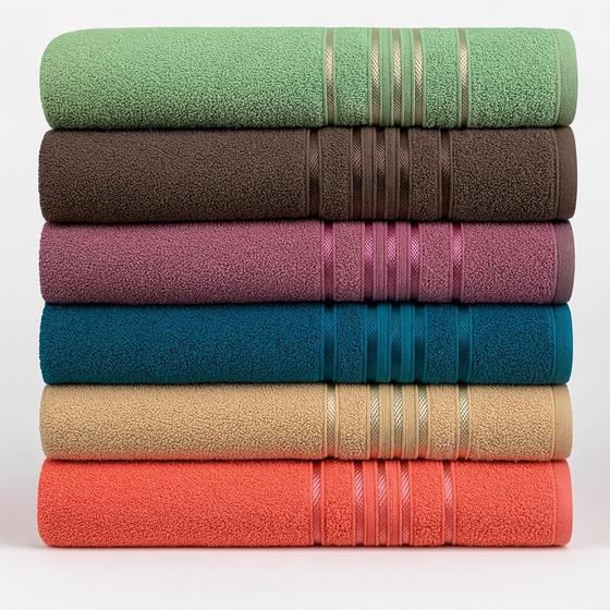 Imagem de Kit 5 Toalhas Banho Macia Oslo Felpuda 300 g/m2 Cores Sortidas