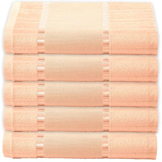 Imagem de Kit 5 Toalhas de Rosto Algodão Macio Bordar Lavabo Banheiro Resistente Secagem Rápida Absorvente