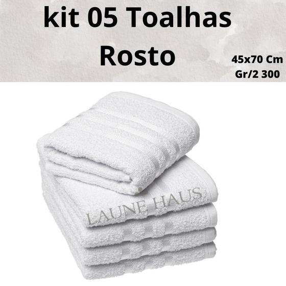 Imagem de Kit 5 Toalhas Rosto Classica Macia Linha HOtel Basic Luxo By Laune Haus