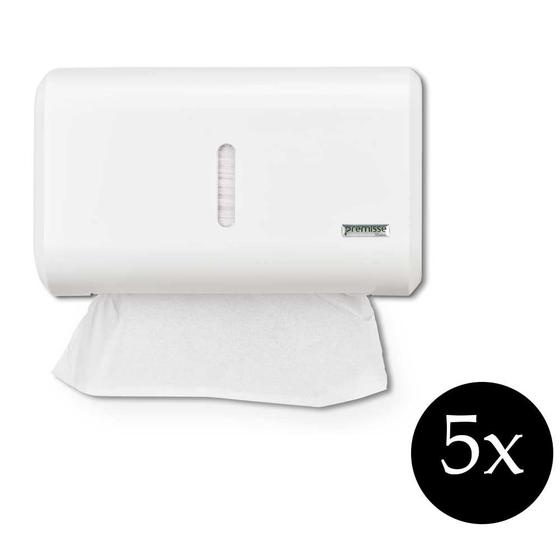Imagem de Kit 5 Toalheiro dispenser porta papel toalha interfolha Premisse Urban papeleira banheiro branco