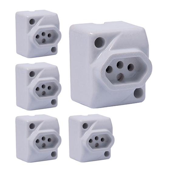 Kit 5 Tomada De Sobrepor De Porcelana Plugue Padrão ABNT 25a Menor preço em Kit 5 Tomada De Sobrepor De Porcelana Plugue Padrão ABNT 25a