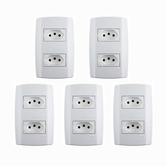 Kit 5 Tomada Dupla 2P+T 20A Monobloco com Placa 4x2 Linha Slim - Ilumi Menor preço em Kit 5 Tomada Dupla 2P+T 20A Monobloco com Placa 4x2 Linha Slim - Ilumi