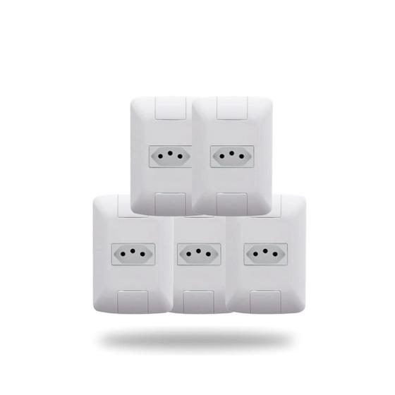 Imagem de Kit 5 Tomada Simples 10A 250V Aria Branco Tramontina
