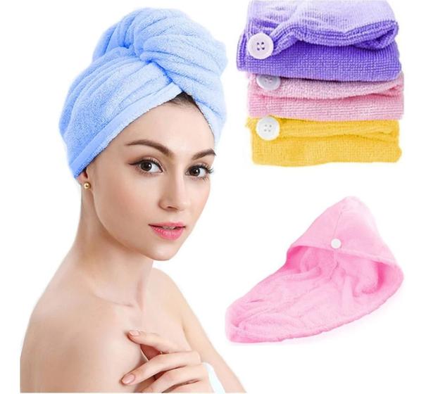 Kit 5 Touca Toalha Cabeça Secar Cabelo Rápido Microfibra Pós Banho Com ...