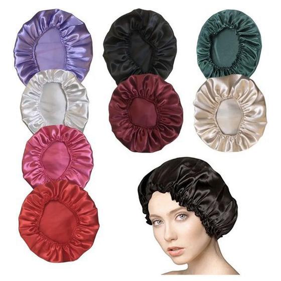 Imagem de Kit 5 toucas de cetim colorida Luxo Grande