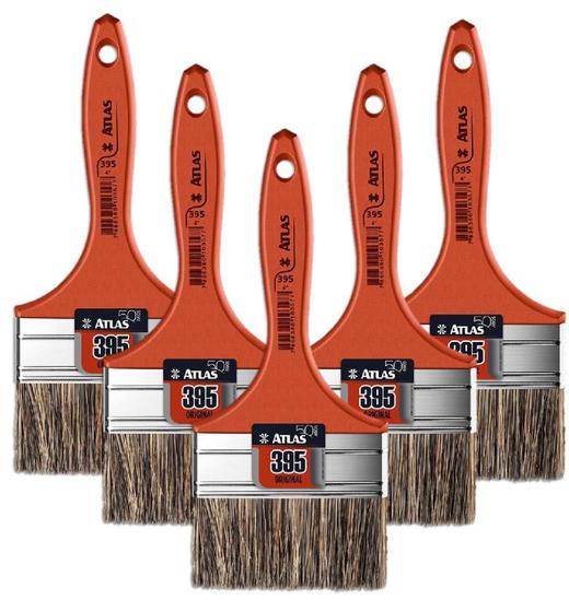 Kit 5 Trincha Pincel Para Pintura Media 395 Atlas 4 Polegadas Gris ...