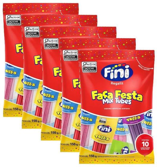 Imagem de kit 5 Tubes Fini Faça Festa Mix com 10 pacotes de 15g cada