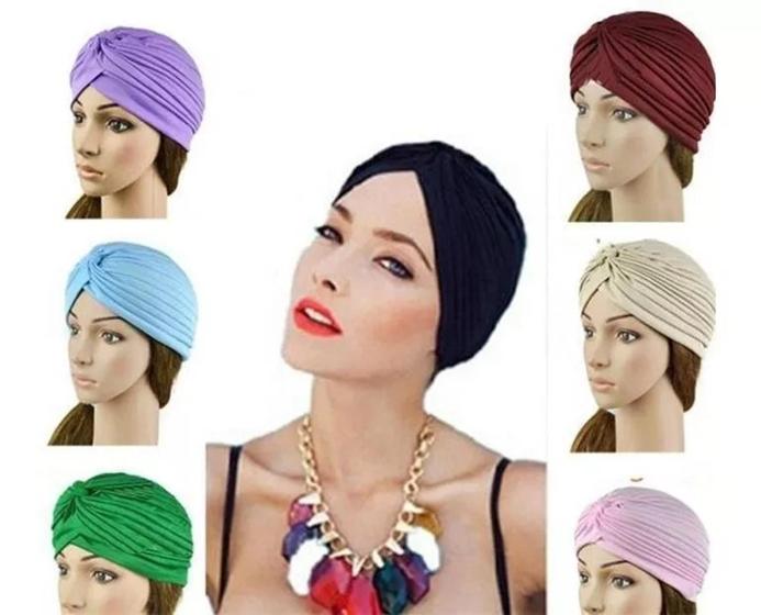 Imagem de Kit 5 Turbantes Indiano Fechado Headband Estampados E Lisos