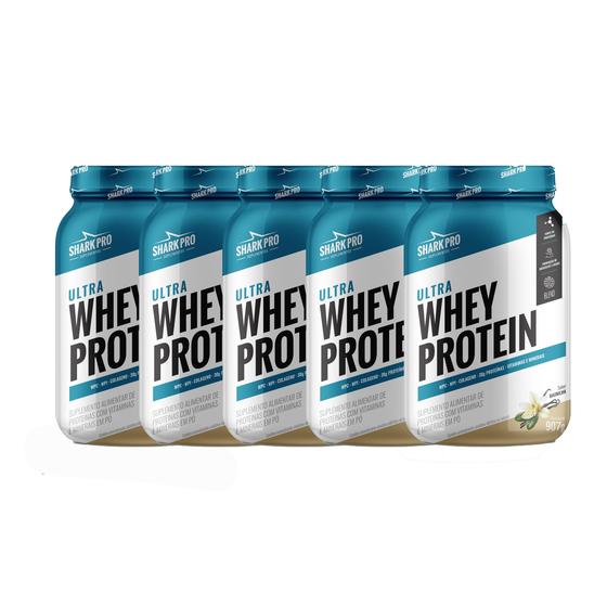 Imagem de Kit 5 Ultra Whey Protein Sabor Baunilha 907g Shark Pro