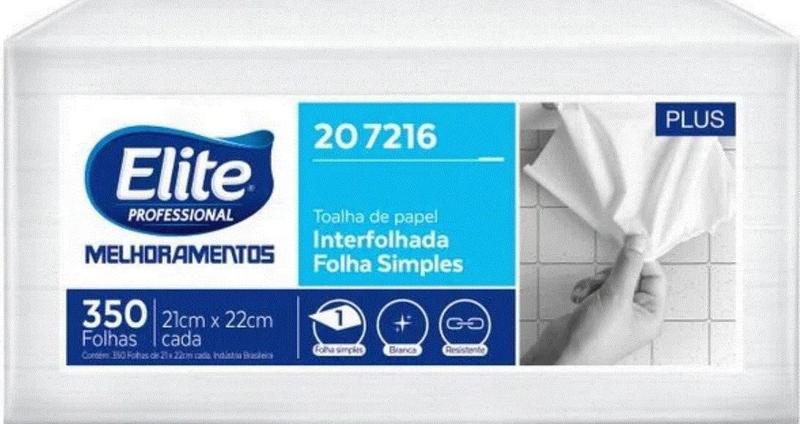 Imagem de Kit 5 Un Toalha Interfolha Plus Folha Simples 350Fl Elite