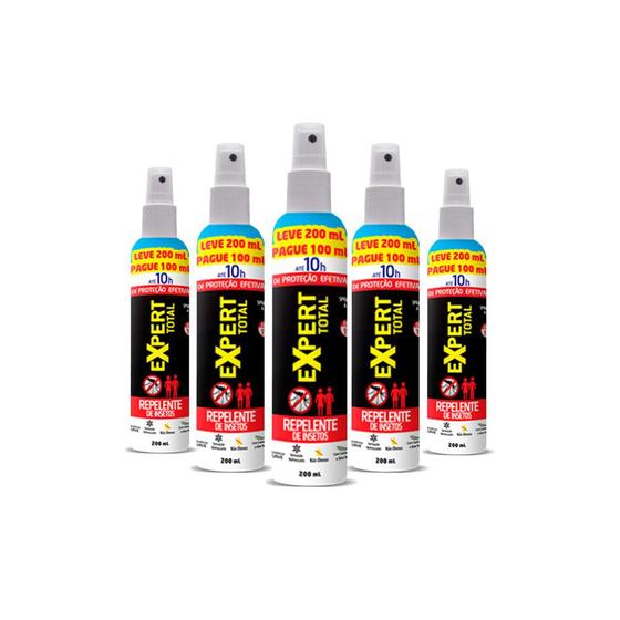 Kit 5 Und Repelente De Insetos Spray Expert Total 10h 200ml Menor preço em Kit 5 Und Repelente De Insetos Spray Expert Total 10h 200ml