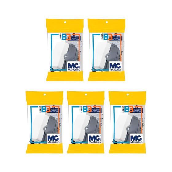 Imagem de Kit 5 Uni MG B3 Módulo Interruptor Simples 10A-250v Branco