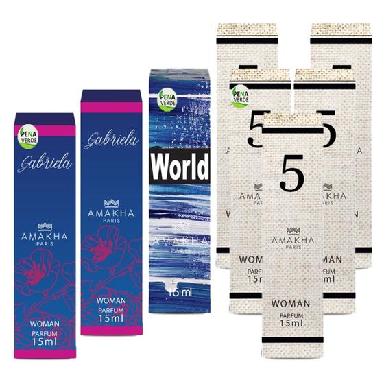 Imagem de Kit 5 Uni N 5 + 2x Gabriela + World 15ml Amakha Paris Mulher