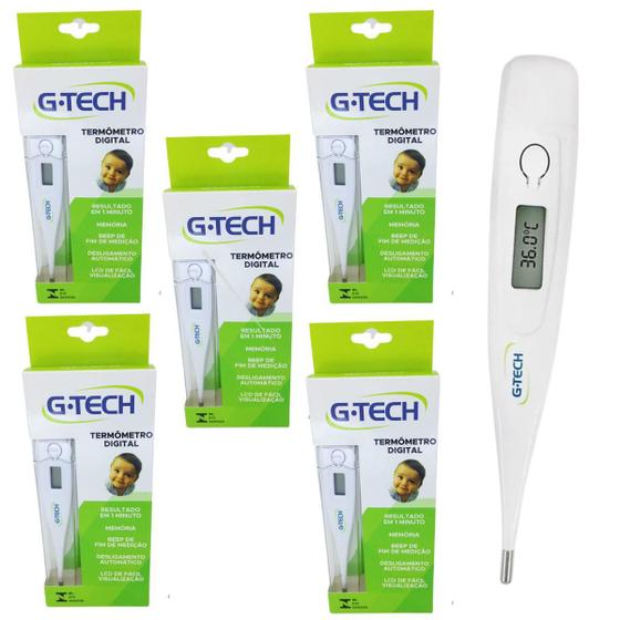 KIT 5 Unid. Termômetro Clínico Digital TH1027 - G-TECH Menor preço em KIT 5 Unid. Termômetro Clínico Digital TH1027 - G-TECH