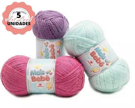 Kit 5 unidades lã mais bebê 100g cores variadas - Circulo - Lãs ...
